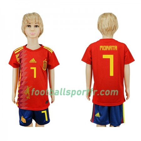 Tenue Espagne Morata 7 Enfant Domicile Coupe du monde 2018 Maillot de Foot